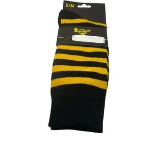 Dr Martens Men S M Thin Stripe Socks Black Yellow Crew Socks‎